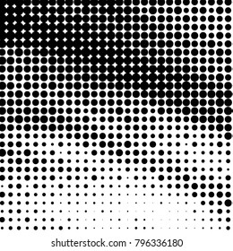 Abstract grunge grid polka dot halftone background pattern. Spotted black and white vector line illustration
