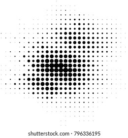 Abstract grunge grid polka dot halftone background pattern. Spotted black and white vector line illustration
