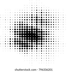 Abstract grunge grid polka dot halftone background pattern. Spotted black and white vector line illustration
