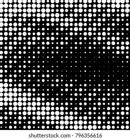 Abstract grunge grid polka dot halftone background pattern. Spotted black and white vector line illustration
