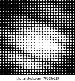 Abstract grunge grid polka dot halftone background pattern. Spotted black and white vector line illustration
