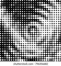 Abstract grunge grid polka dot halftone background pattern. Spotted black and white vector line illustration
