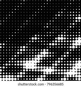 Abstract grunge grid polka dot halftone background pattern. Spotted black and white vector line illustration
