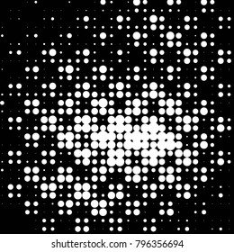 Abstract grunge grid polka dot halftone background pattern. Spotted black and white vector line illustration
