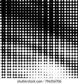 Abstract grunge grid polka dot halftone background pattern. Spotted black and white vector line illustration
