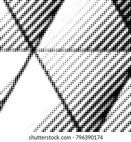 Abstract grunge grid polka dot halftone background pattern. Spotted black and white vector line illustration