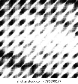 Abstract grunge grid polka dot halftone background pattern. Spotted black and white vector line illustration