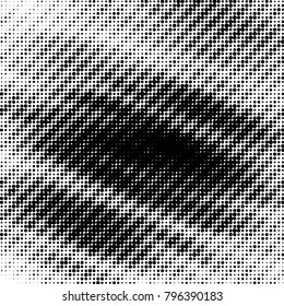 Abstract grunge grid polka dot halftone background pattern. Spotted black and white vector line illustration