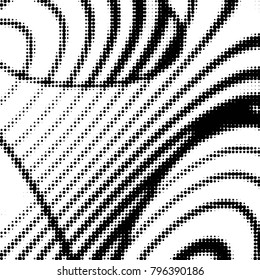 Abstract grunge grid polka dot halftone background pattern. Spotted black and white vector line illustration