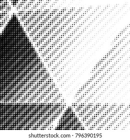 Abstract grunge grid polka dot halftone background pattern. Spotted black and white vector line illustration