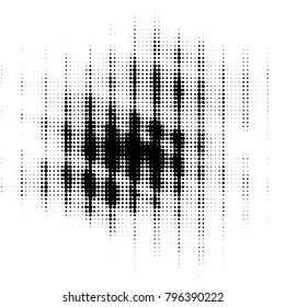 Abstract grunge grid polka dot halftone background pattern. Spotted black and white vector line illustration