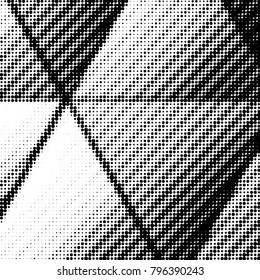 Abstract grunge grid polka dot halftone background pattern. Spotted black and white vector line illustration