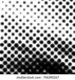 Abstract grunge grid polka dot halftone background pattern. Spotted black and white vector line illustration