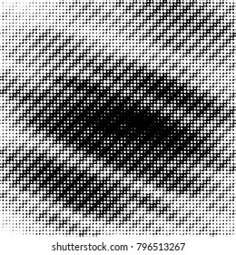 Abstract grunge grid polka dot halftone background pattern. Spotted black and white vector line illustration

