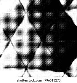 Abstract grunge grid polka dot halftone background pattern. Spotted black and white vector line illustration
