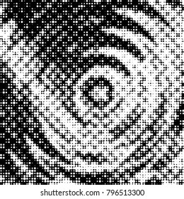 Abstract grunge grid polka dot halftone background pattern. Spotted black and white vector line illustration
