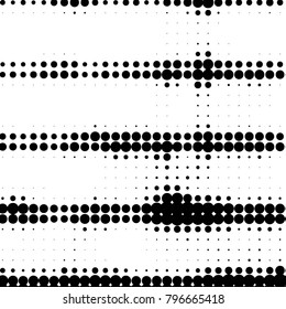 Abstract grunge grid polka dot halftone background pattern. Spotted black and white vector line illustration
