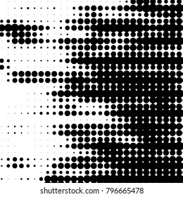 Abstract grunge grid polka dot halftone background pattern. Spotted black and white vector line illustration
