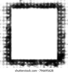 Abstract grunge grid polka dot halftone background pattern. Spotted black and white vector line illustration
