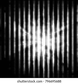 Abstract grunge grid polka dot halftone background pattern. Spotted black and white vector line illustration
