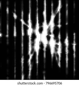 Abstract grunge grid polka dot halftone background pattern. Spotted black and white vector line illustration
