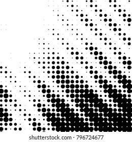 Abstract grunge grid polka dot halftone background pattern. Spotted black and white vector line illustration
