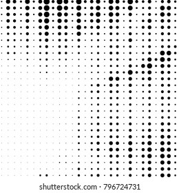 Abstract grunge grid polka dot halftone background pattern. Spotted black and white vector line illustration
