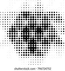 Abstract grunge grid polka dot halftone background pattern. Spotted black and white vector line illustration
