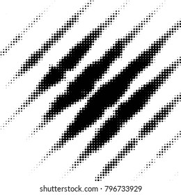Abstract grunge grid polka dot halftone background pattern. Spotted black and white vector line illustration

