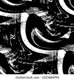 Abstract grunge grid stripe halftone background pattern. Black and white line vector illustration
