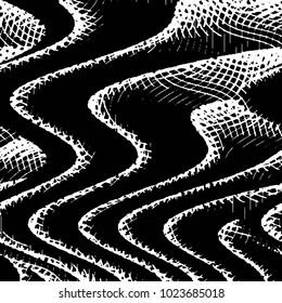 Abstract grunge grid stripe halftone background pattern. Black and white line vector illustration
