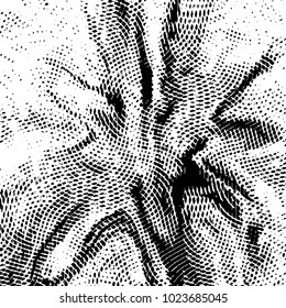 Abstract grunge grid stripe halftone background pattern. Black and white line vector illustration
