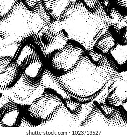 Abstract grunge grid stripe halftone background pattern. Black and white line vector illustration
