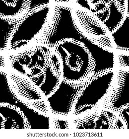 Abstract grunge grid stripe halftone background pattern. Black and white line vector illustration
