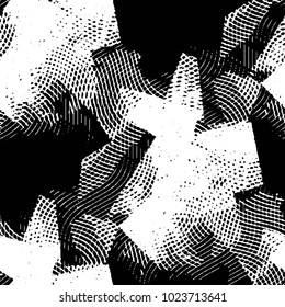Abstract grunge grid stripe halftone background pattern. Black and white line vector illustration
