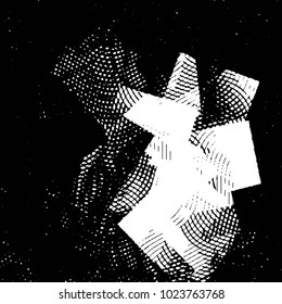 Abstract grunge grid stripe halftone background pattern. Black and white line vector illustration
