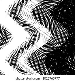 Abstract grunge grid stripe halftone background pattern. Black and white line vector illustration
