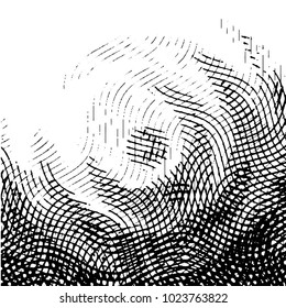 Abstract grunge grid stripe halftone background pattern. Black and white line vector illustration
