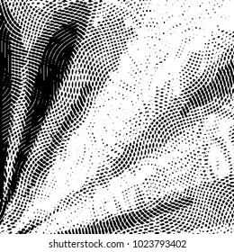 Abstract grunge grid stripe halftone background pattern. Black and white line vector illustration
