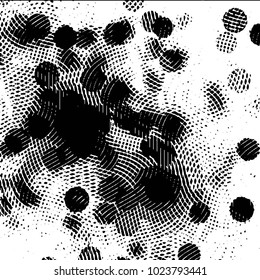 Abstract grunge grid stripe halftone background pattern. Black and white line vector illustration
