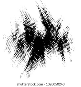 Abstract grunge grid stripe halftone background pattern. Black and white line vector illustration
