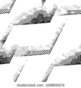 Abstract grunge grid stripe halftone background pattern. Black and white line vector illustration
