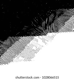 Abstract grunge grid stripe halftone background pattern. Black and white line vector illustration
