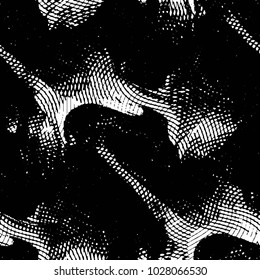 Abstract grunge grid stripe halftone background pattern. Black and white line vector illustration
