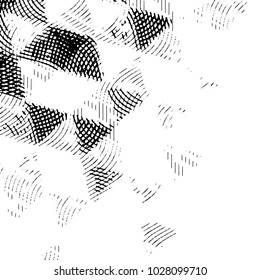 Abstract grunge grid stripe halftone background pattern. Black and white line vector illustration
