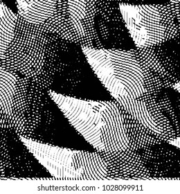 Abstract grunge grid stripe halftone background pattern. Black and white line vector illustration

