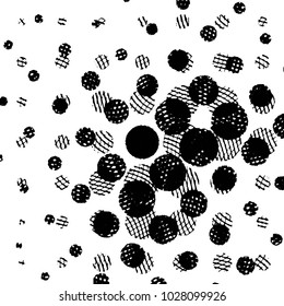 Abstract grunge grid stripe halftone background pattern. Black and white line vector illustration
