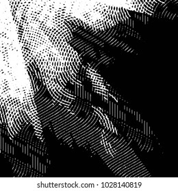 Abstract grunge grid stripe halftone background pattern. Black and white line vector illustration
