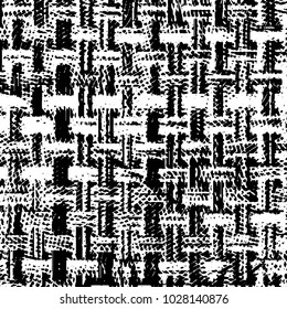 Abstract grunge grid stripe halftone background pattern. Black and white line vector illustration
