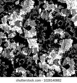 Abstract grunge grid stripe halftone background pattern. Black and white line vector illustration
